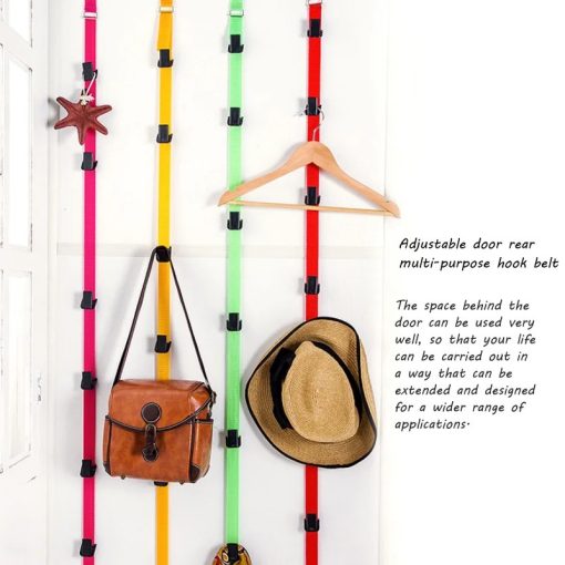 Hat Bag Hanger Nylon Belt Coat Rack Organizer Clothes Key 8 Hooks