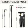 Walking Stick Foldable Full Size Black Best Seller Black