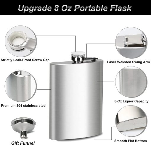 7 oz Stainless Steel Hip Flask with Funnel Pocket Hip Flask