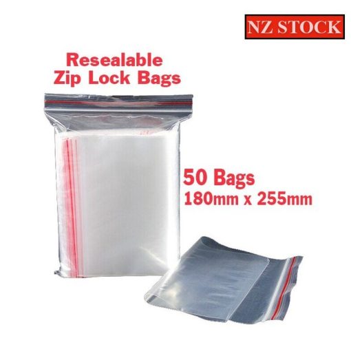 Resealable Bags - Zip Lock Bags 50 x 180mm x 255mm