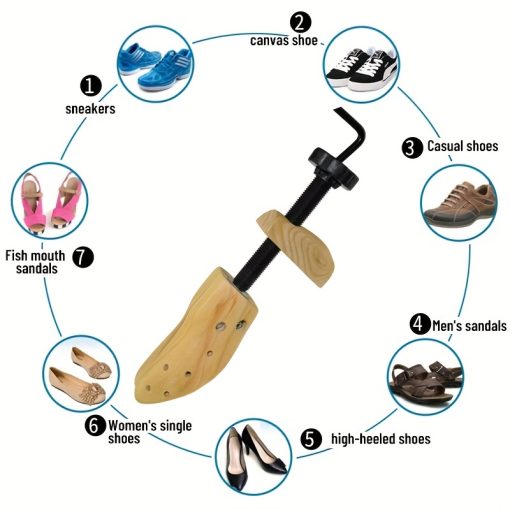 Adjustable Wooden Shoe Stretcher for Men & Women - Fits High Heels, Boots, Casual Shoes |