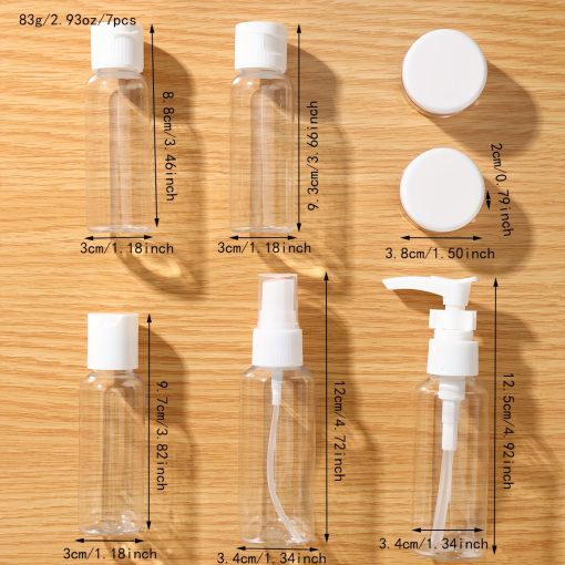 7pcs Travel Bottles For Toiletries, Empty Refillable Travel Size Containers