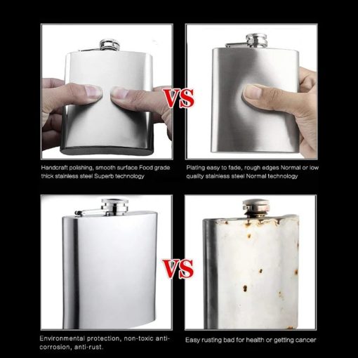 Stainless Steel Hip Flask with Funnel Pocket Hip Flask 7oz - Image 6