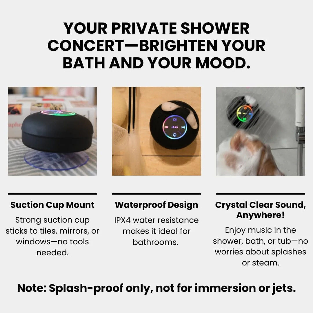 Bluetooth Shower Speaker Portable Wireless Mini Speaker with Mic - Image 5