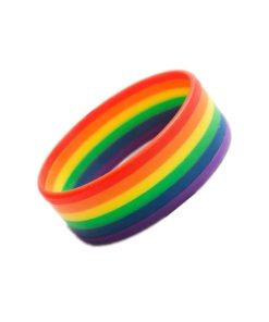 2 x Bands Unisex LGBT Rainbow Wristband Six-Color Gay Pride Silicone