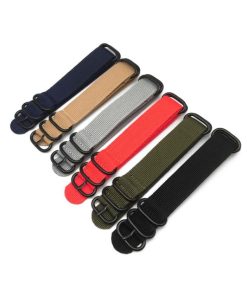 NATO Watch Band Nylon Strap Black 5 Rings Buckle 22mm Heavy Duty Quality