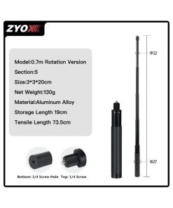 Selfie Stick for Insta360 X4 X3 One X2 Bullet Time Rotating Handle